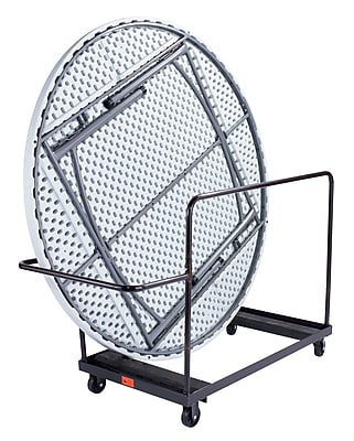 NPS Steel Vertical Storage Folding Table Truck F\/6' Tables, Dark Brown