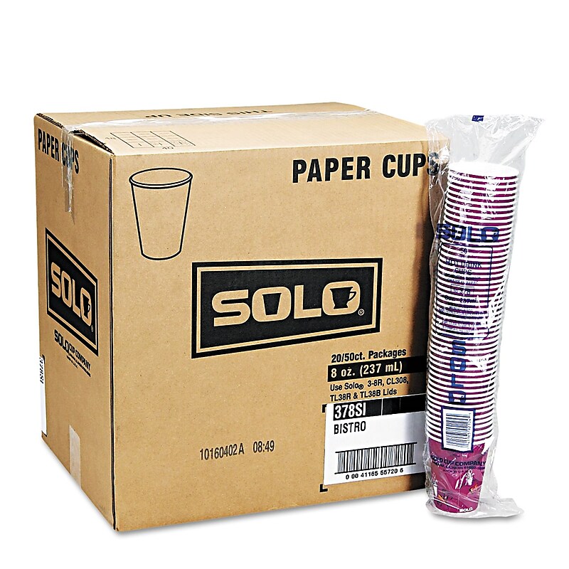 Solo Bistro® Single Sided Poly Paper Hot Cup; 10 oz., 1000/Pack image 1