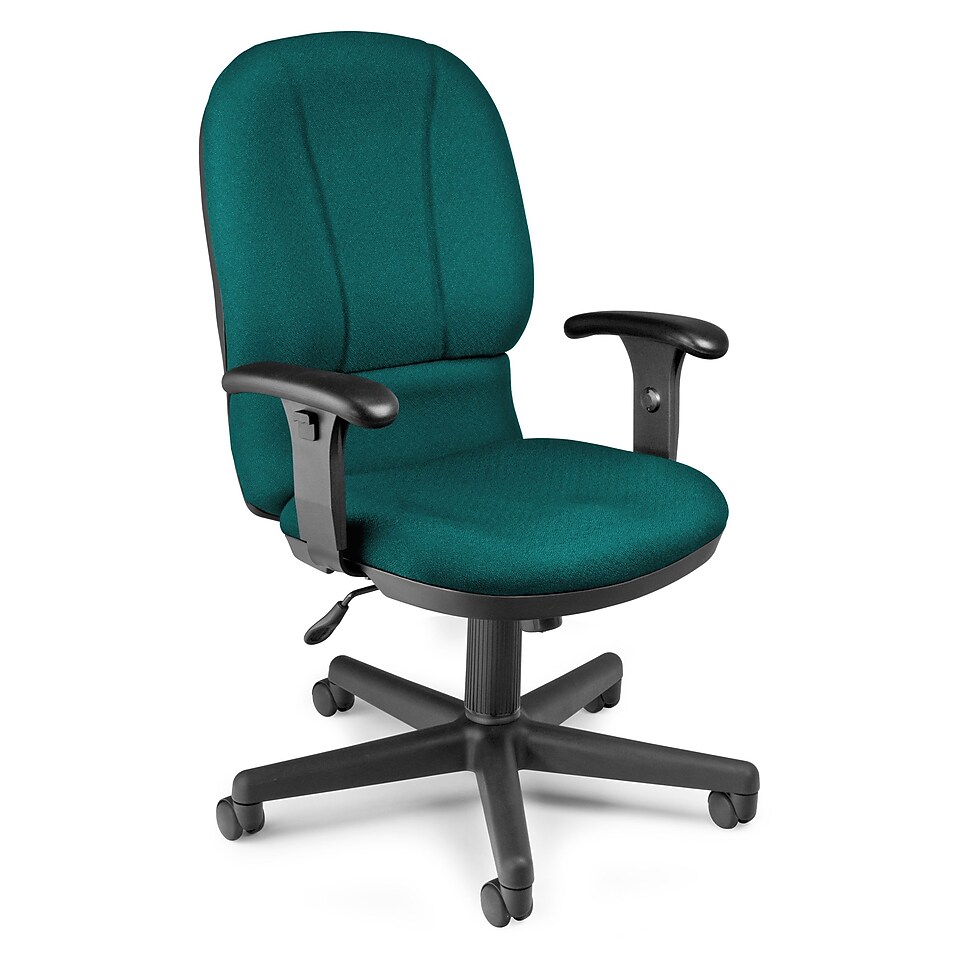 OFM Mid Back Fabric Task Chair, Adjustable Arm, Teal