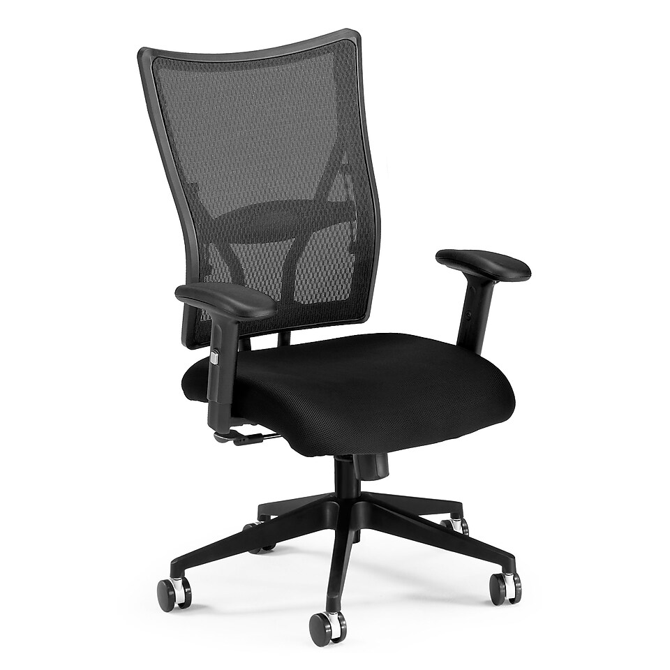 OFM Talisto Mid Back Fabric Executive Chair, Adjustable Arms, Black