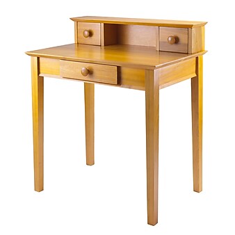 Winsome Studio Beech Wood Writing Desk With Hutch, Honey