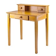 Winsome Studio Beech Wood Writing Desk With Hutch, Honey