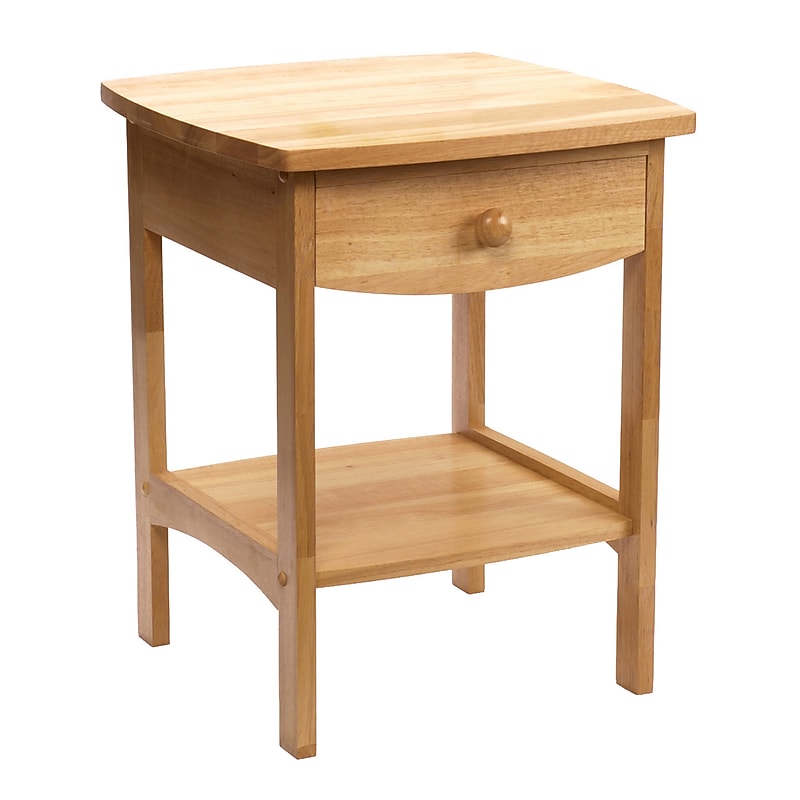 Winsome 22" x 18" x 18" Solid/Composite Wood Curved End Table/Night Stand, Natural image 1