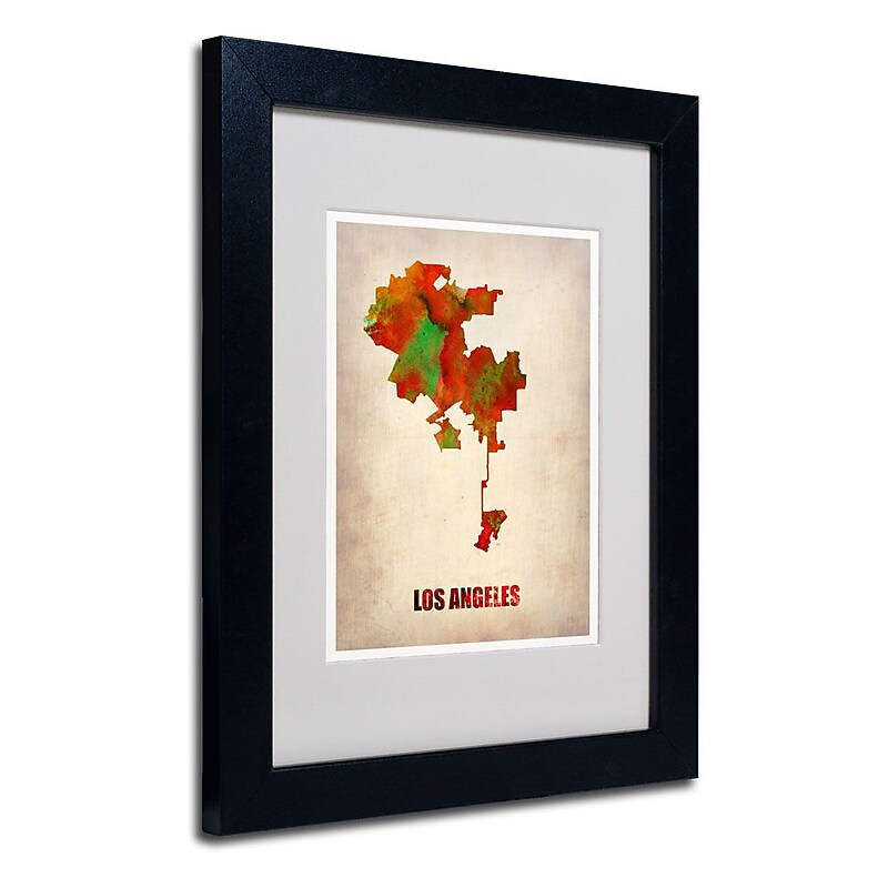 Trademark Fine Art 'Los Angeles Watercolor Map' 11" x 14" Black Frame Art image 1