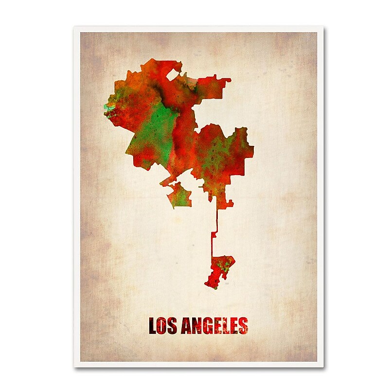 Trademark Fine Art 'Los Angeles Watercolor Map' 18" x 24" Canvas Art image 1