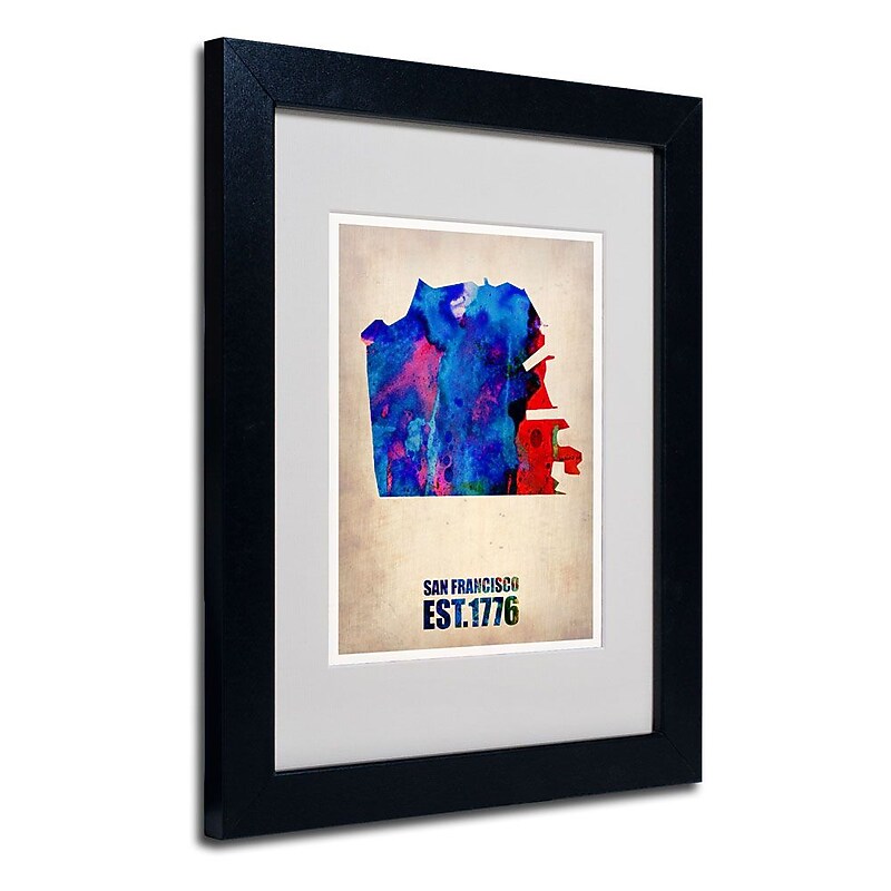 Trademark Fine Art 'San Francisco Watercolor Map' 11" x 14" Black Frame Art image 1