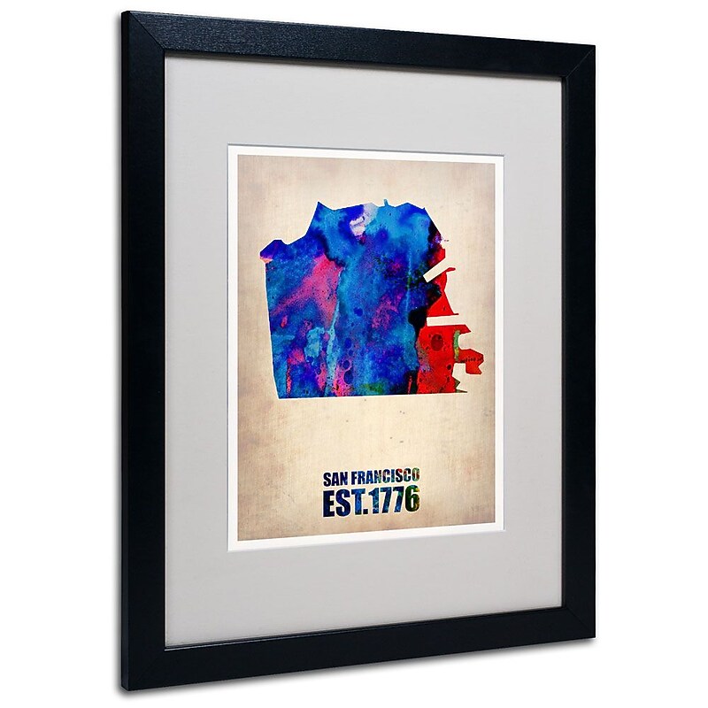 Trademark Fine Art 'San Francisco Watercolor Map' 16" x 20" Black Frame Art image 1