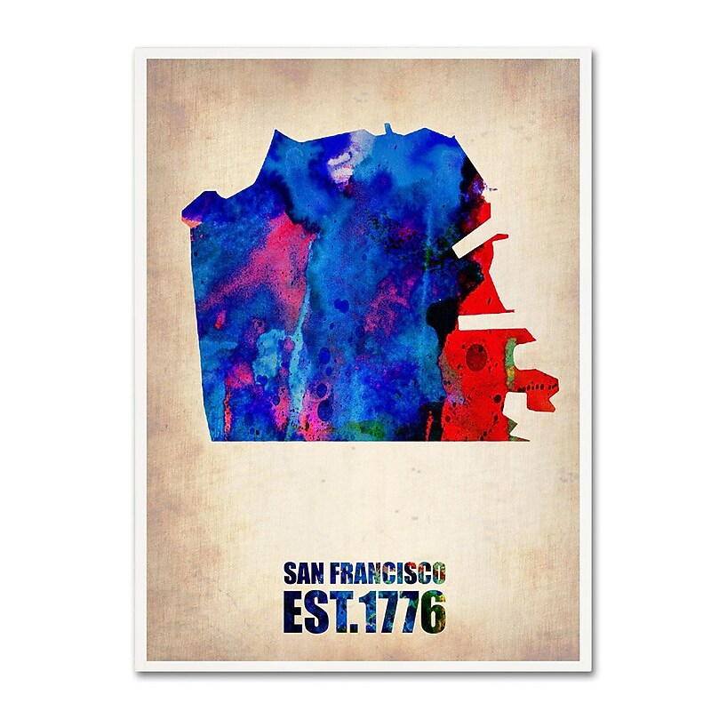 Trademark Fine Art 'San Francisco Watercolor Map' 18" x 24" Canvas Art image 1