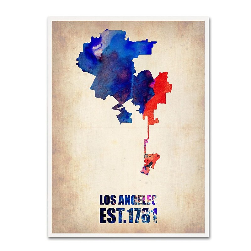 Trademark Fine Art 'Los Angeles Watercolor Map 2' 24" x 32" Canvas Art image 1