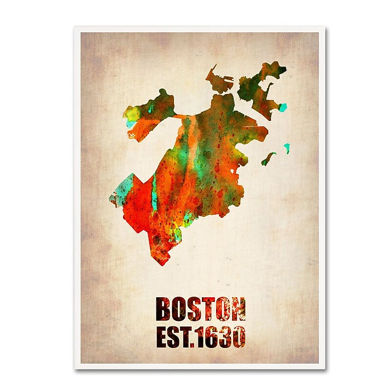 Trademark Fine Art 'Boston Watercolor Map' 35" x 47" Canvas Art image 1