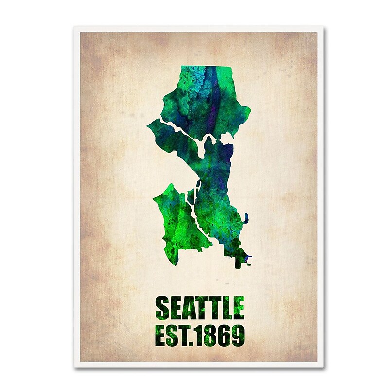 Trademark Fine Art 'Seattle Watercolor Map' 14" x 19" Canvas Art image 1