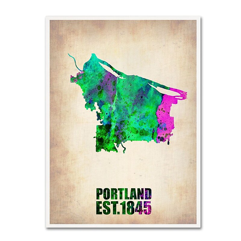 Trademark Fine Art 'Portland Watercolor Map' 24" x 32" Canvas Art image 1