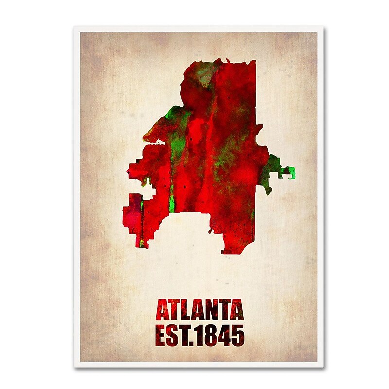 Trademark Fine Art 'Atlanta Watercolor Map' 24" x 32" Canvas Art image 1