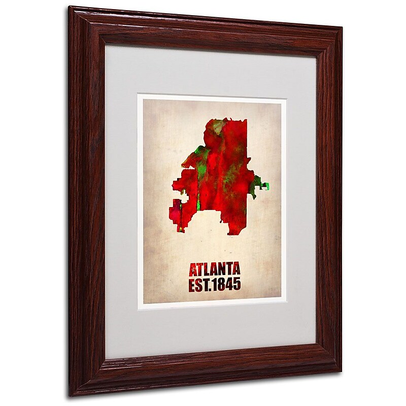 Trademark Fine Art 'Atlanta Watercolor Map' 11" x 14" Wood Frame Art image 1