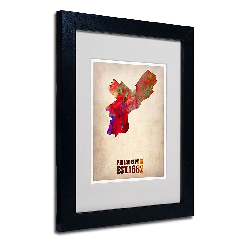 Trademark Fine Art 'Philadelphia Watercolor Map' 11" x 14" Black Frame Art image 1