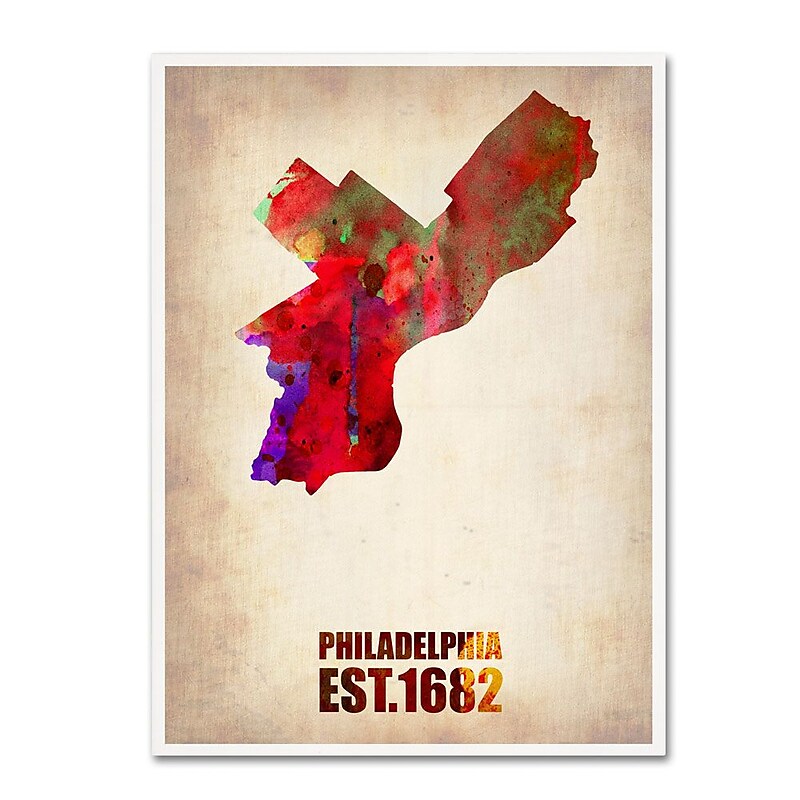 Trademark Fine Art 'Philadelphia Watercolor Map' 14" x 19" Canvas Art image 1