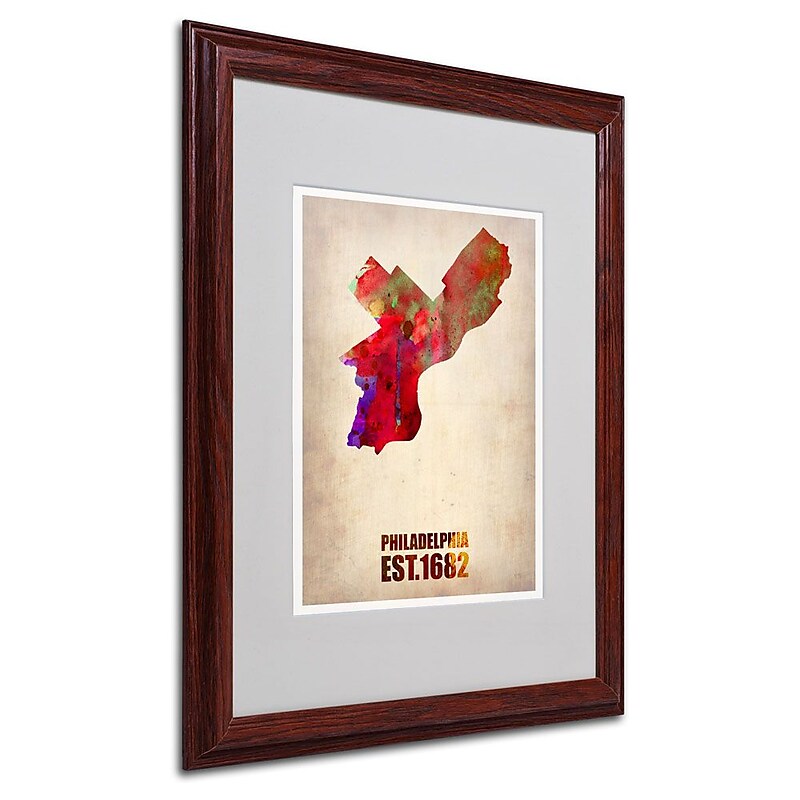 Trademark Fine Art 'Philadelphia Watercolor Map' 16" x 20" Wood Frame Art image 1