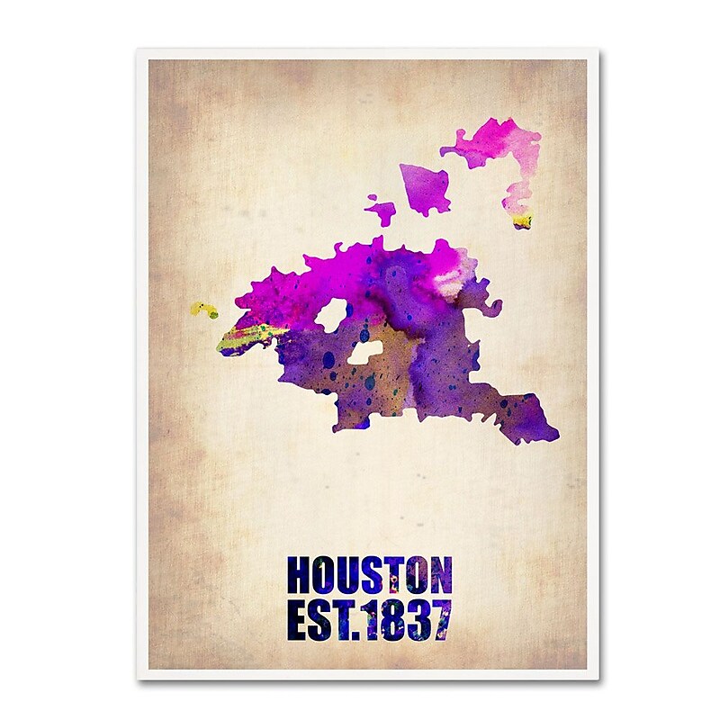 Trademark Fine Art 'Houston Watercolor Map' 35" x 47" Canvas Art image 1