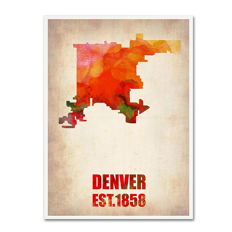 Trademark Fine Art 'Denver Watercolor Map' 18" x 24" Canvas Art image 1