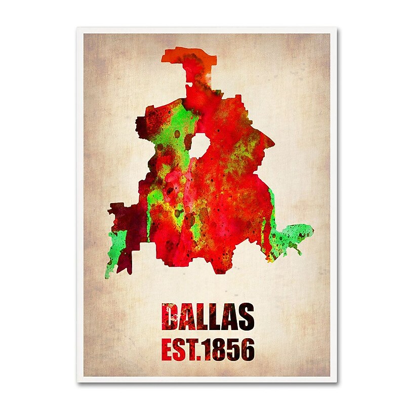 Trademark Fine Art 'Dallas Watercolor Map' 24" x 32" Canvas Art image 1