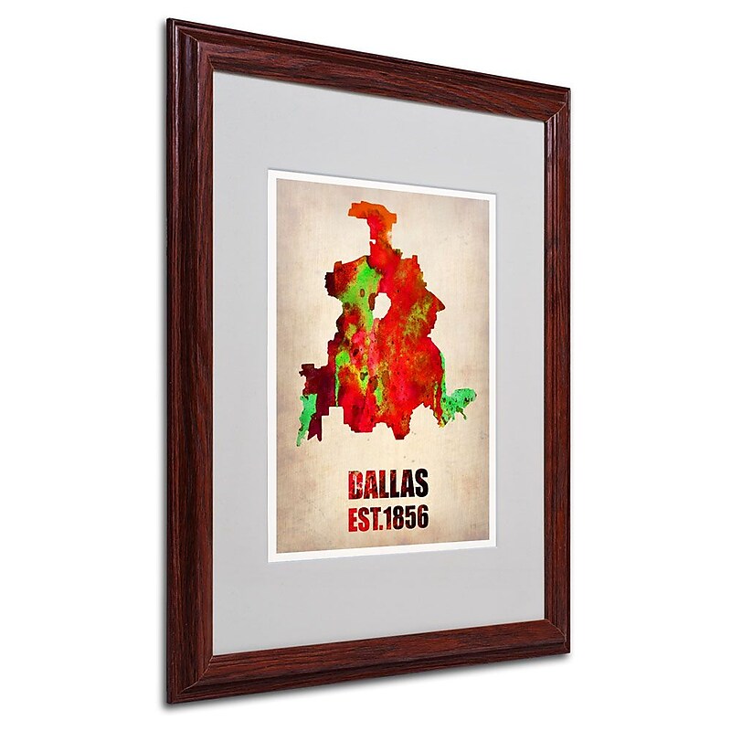 Trademark Fine Art 'Dallas Watercolor Map' 16" x 20" Wood Frame Art image 1