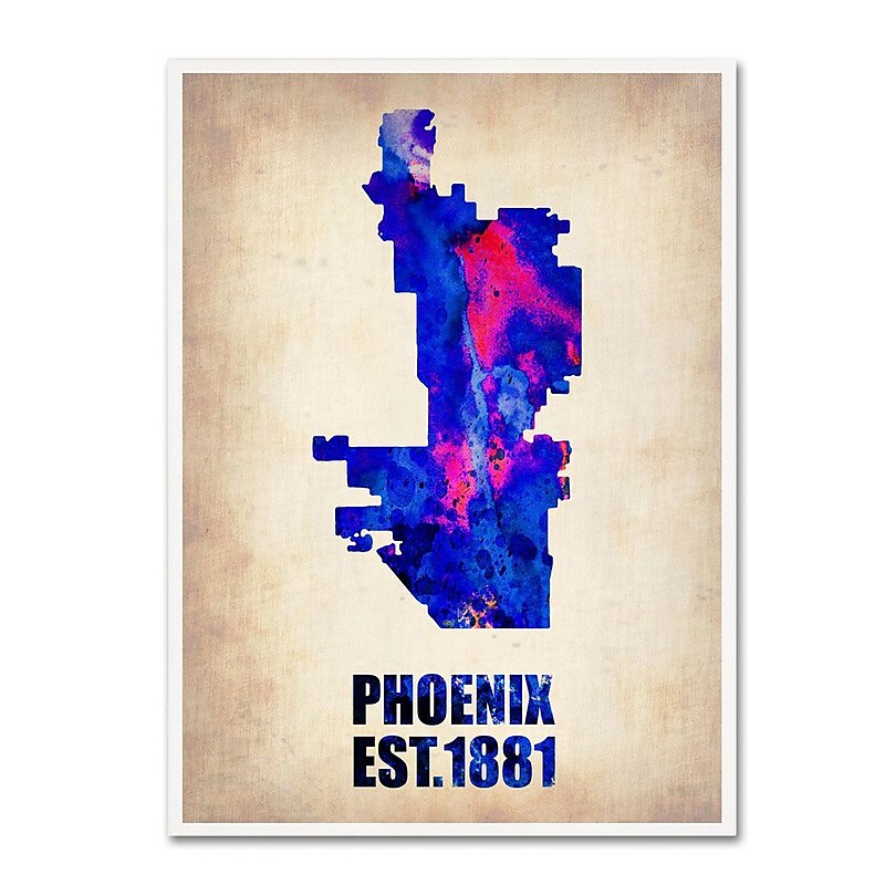 Trademark Fine Art 'Phoenix Watercolor Map' 14" x 19" Canvas Art image 1