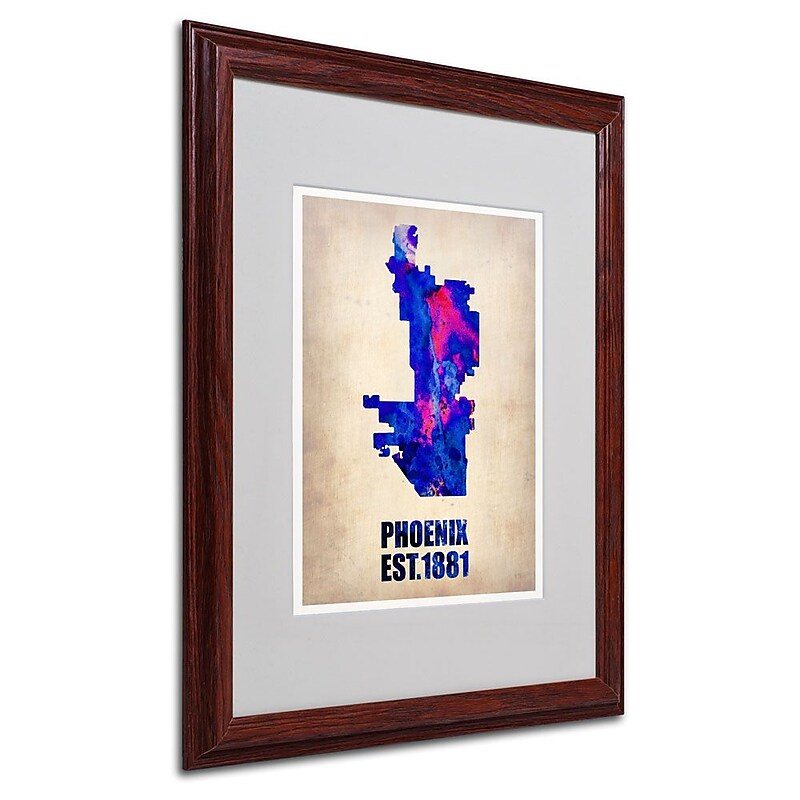 Trademark Fine Art 'Phoenix Watercolor Map' 16" x 20" Wood Frame Art image 1