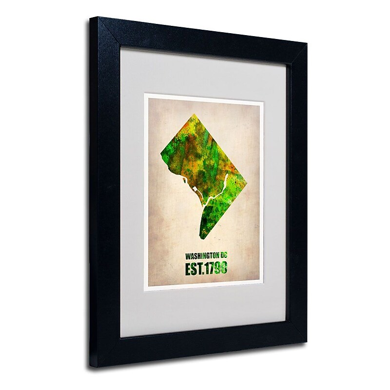 Trademark Fine Art 'Washington D.C. Watercolor Map' 11" x 14" Black Frame Art image 1