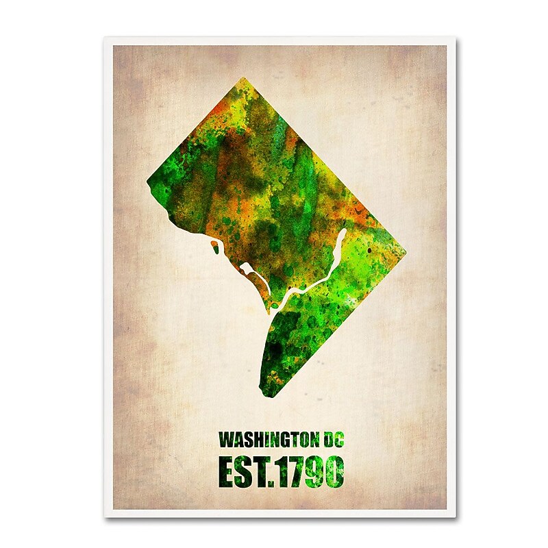 Trademark Fine Art 'Washington D.C. Watercolor Map' 24" x 32" Canvas Art image 1