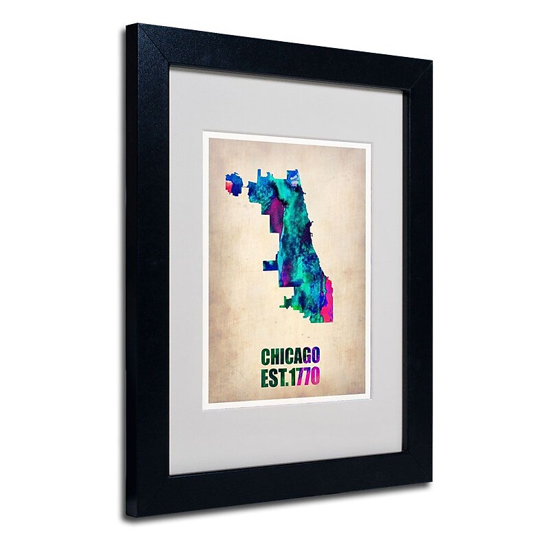 Trademark Fine Art 'Chicago Watercolor Map' 11" x 14" Black Frame Art image 1