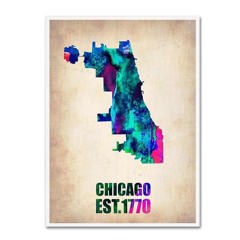 Trademark Fine Art 'Chicago Watercolor Map' 18" x 24" Canvas Art image 1
