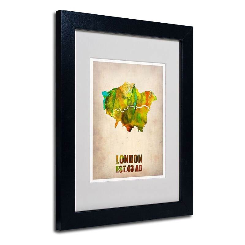 Trademark Fine Art 'London Watercolor Map' 11" x 14" Black Frame Art image 1