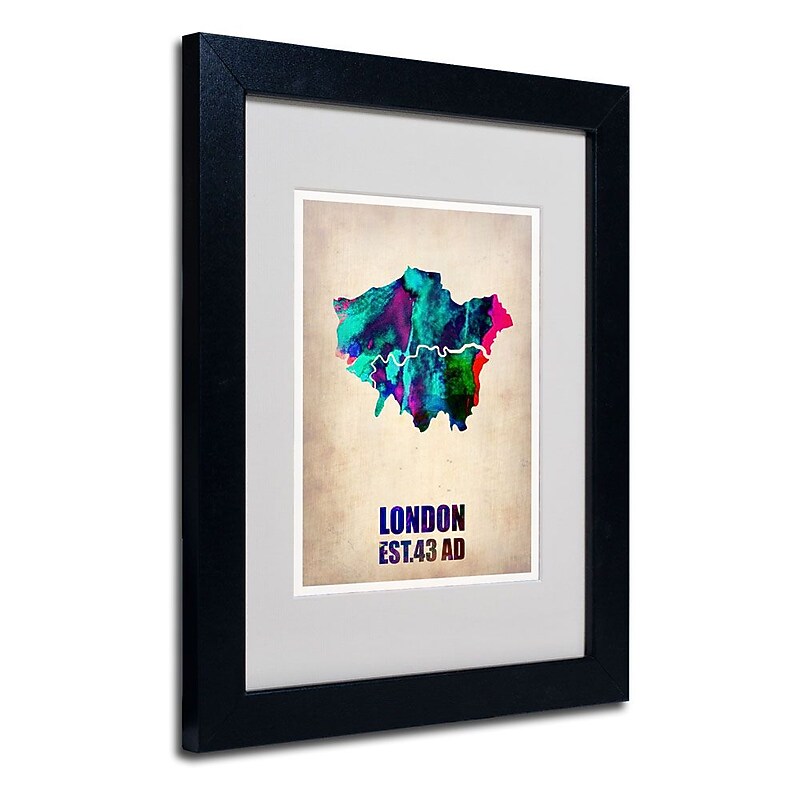 Trademark Fine Art 'London Watercolor Map 2' 11" x 14" Black Frame Art image 1