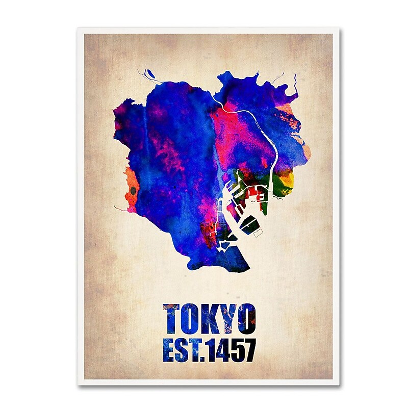 Trademark Fine Art 'Tokyo Watercolor Map' 14" x 19" Canvas Art image 1
