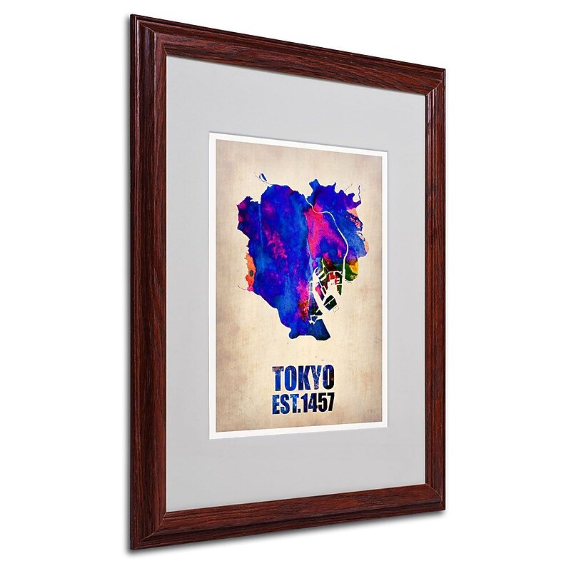 Trademark Fine Art 'Tokyo Watercolor Map' 16" x 20" Wood Frame Art image 1