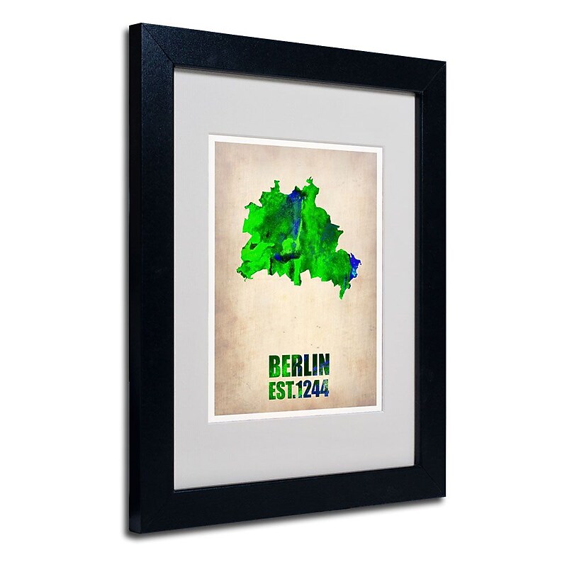 Trademark Fine Art 'Berlin Watercolor Map' 11" x 14" Black Frame Art image 1