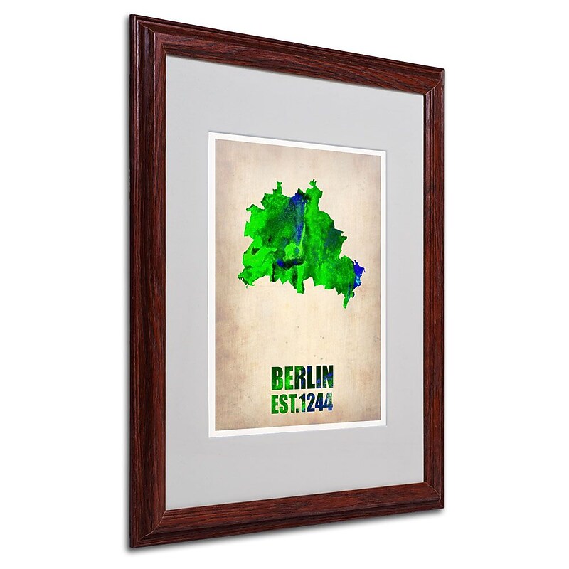 Trademark Fine Art 'Berlin Watercolor Map' 16" x 20" Wood Frame Art image 1