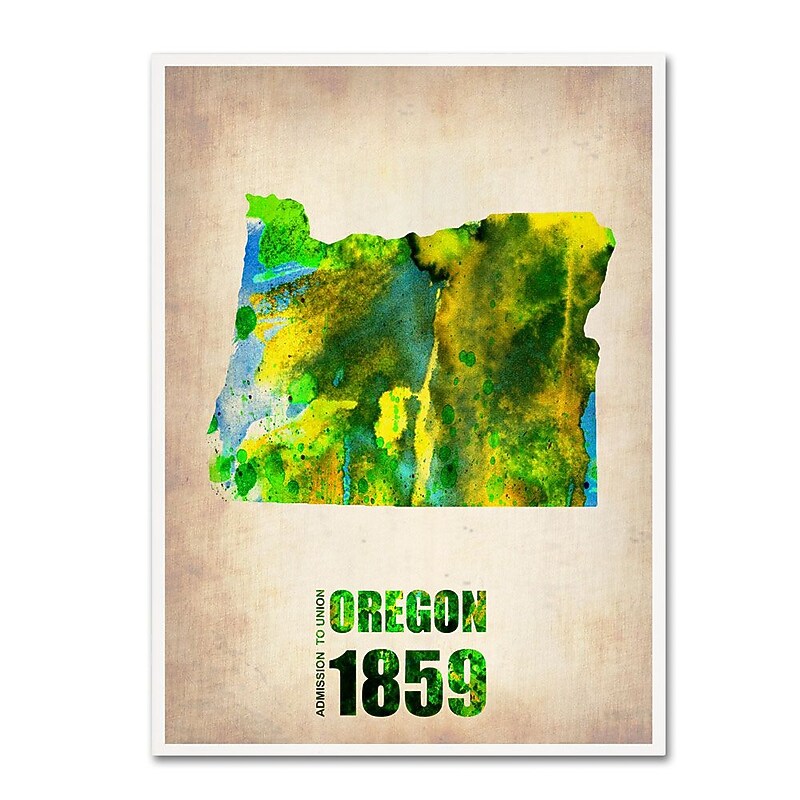 Trademark Fine Art 'Oregon Watercolor Map' 18" x 24" Canvas Art image 1