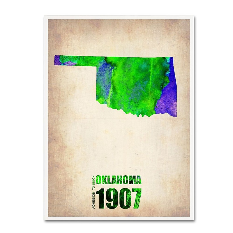 Trademark Fine Art 'Oklahoma Watercolor Map' 24" x 32" Canvas Art image 1