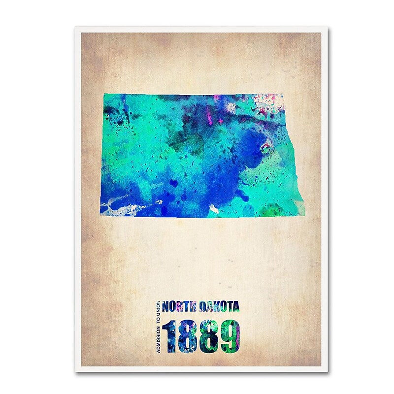 Trademark Fine Art 'North Dakota Watercolor Map' 24" x 32" Canvas Art image 1