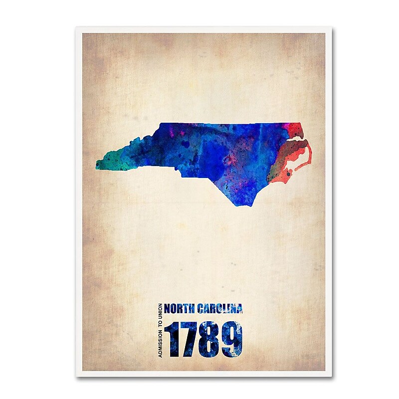 Trademark Fine Art 'North Carolina Watercolor Map' 24" x 32" Canvas Art image 1