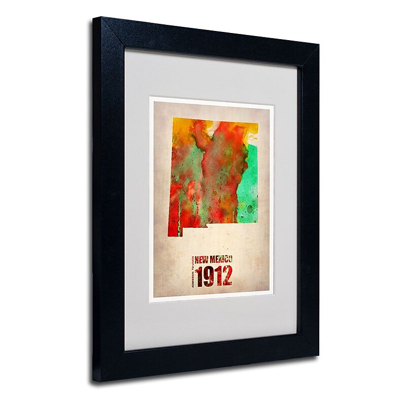 Trademark Fine Art 'New Mexico Watercolor Map' 11" x 14" Black Frame Art image 1