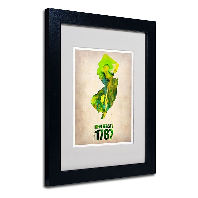 Trademark Fine Art 'New Jersey Watercolor Map' 11" x 14" Black Frame Art image 1
