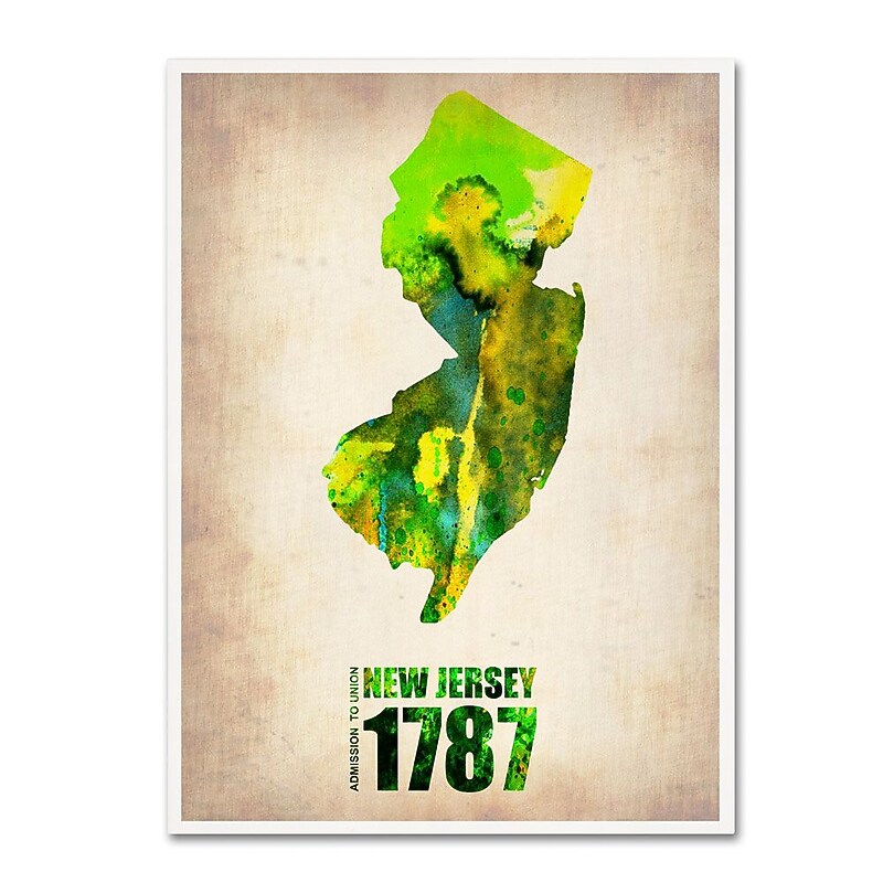 Trademark Fine Art 'New Jersey Watercolor Map' 35" x 47" Canvas Art image 1