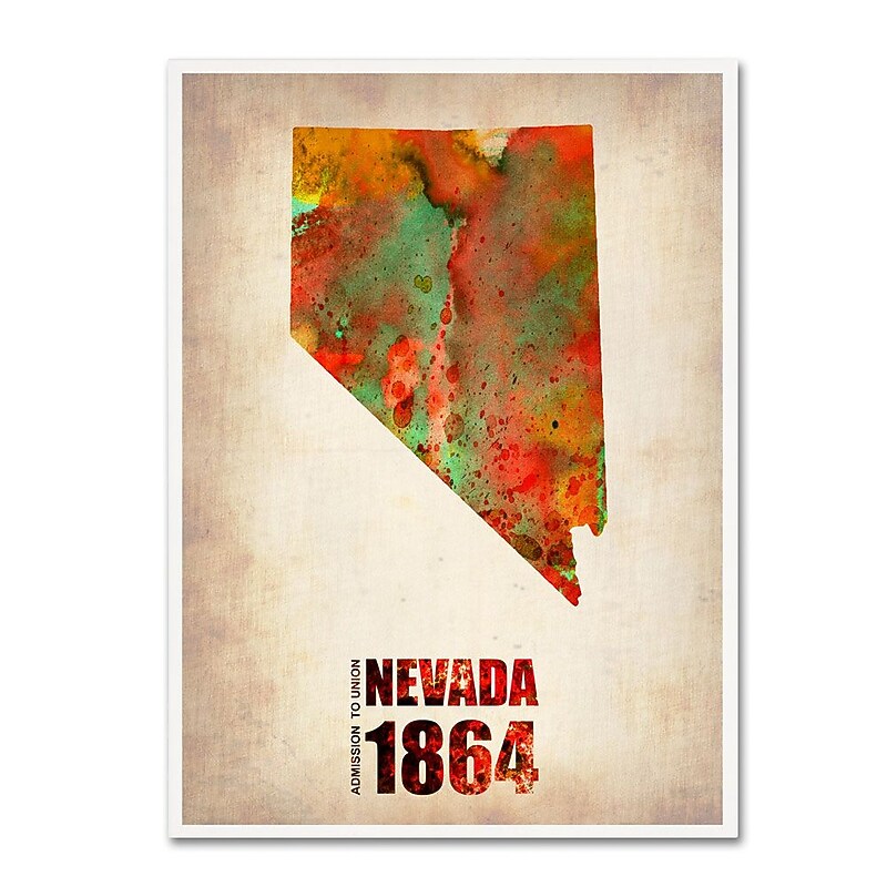 Trademark Fine Art 'Nevada Watercolor Map' 18" x 24" Canvas Art image 1