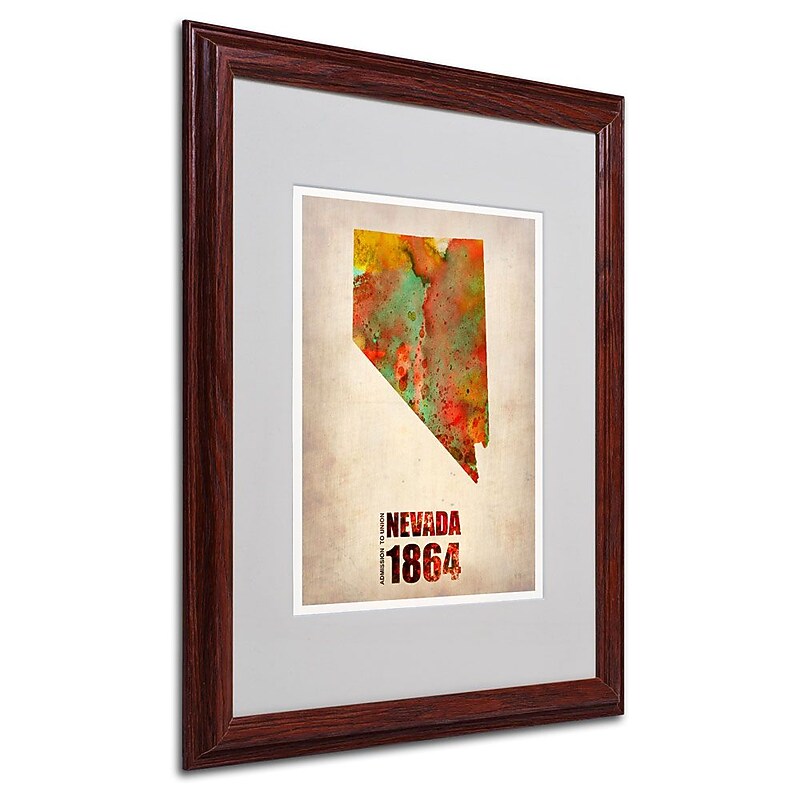 Trademark Fine Art 'Nevada Watercolor Map' 16" x 20" Wood Frame Art image 1