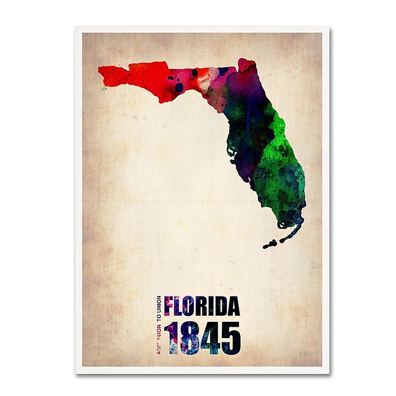 Trademark Fine Art 'Florida Watercolor Map' 35" x 47" Canvas Art image 1