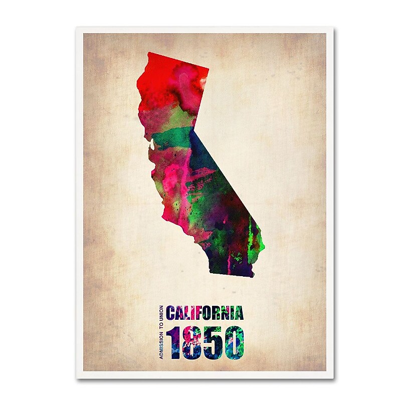 Trademark Fine Art 'California Watercolor Map' 24" x 32" Canvas Art image 1
