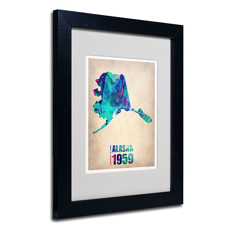 Trademark Fine Art 'Alaska Watercolor Map' 11" x 14" Black Frame Art image 1