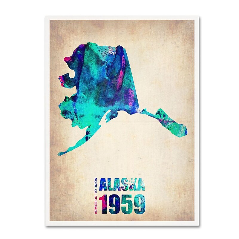 Trademark Fine Art 'Alaska Watercolor Map' 18" x 24" Canvas Art image 1